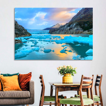 Grey Glacier at Sunset Wall Art