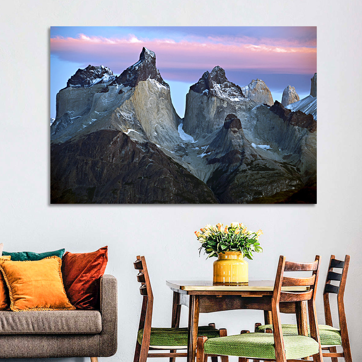 Los Cuernos Peak Valley, Torres Del Paine Wall Art in a room, landscape