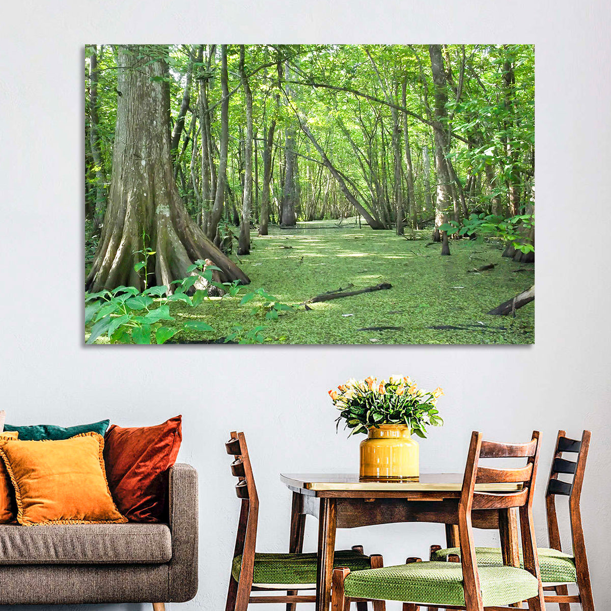 Summer Cypress Bayou, Louisiana Wall Art in a room, landscape