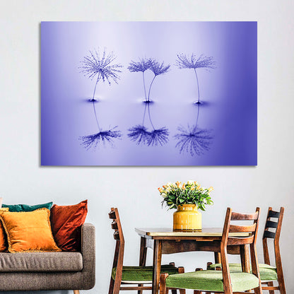 Blue Dandelion Seeds with Reflections Wall Art