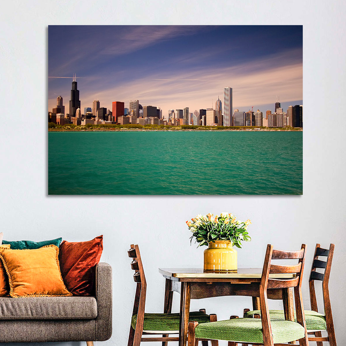 Chicago Skyline Above Lake Michigan Wall Art
