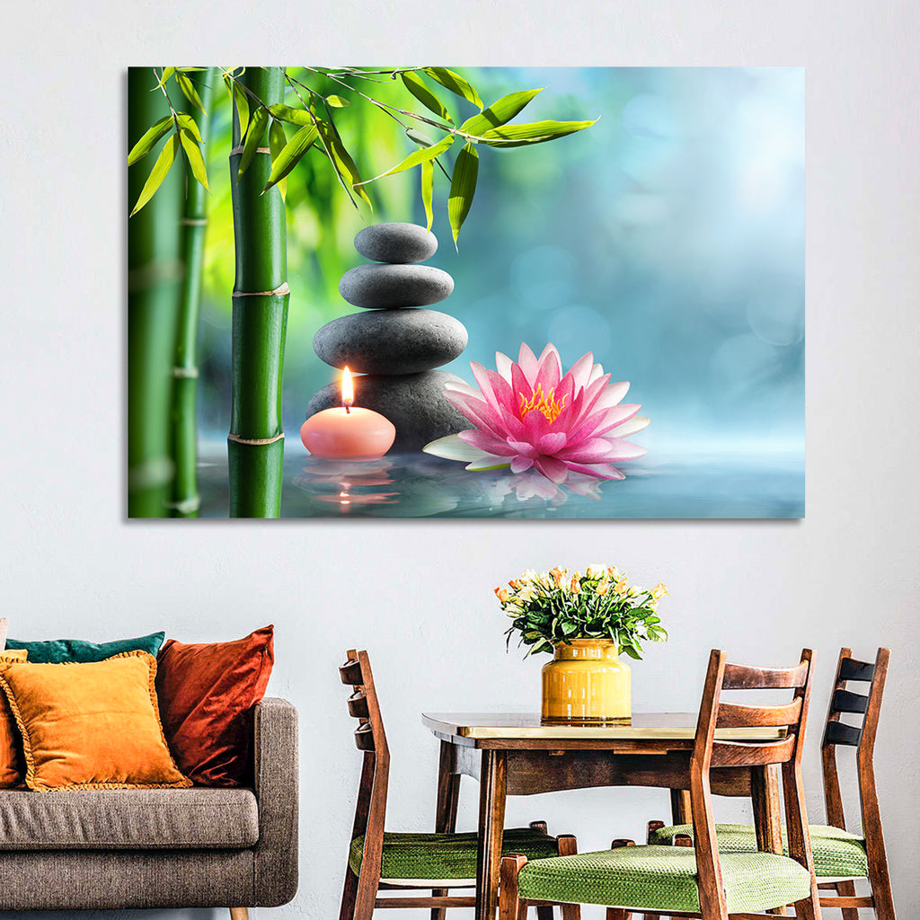 Zen Massage Stones with Waterlily Wall Art