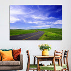 Winding Country Road in Green Fields Wall Art