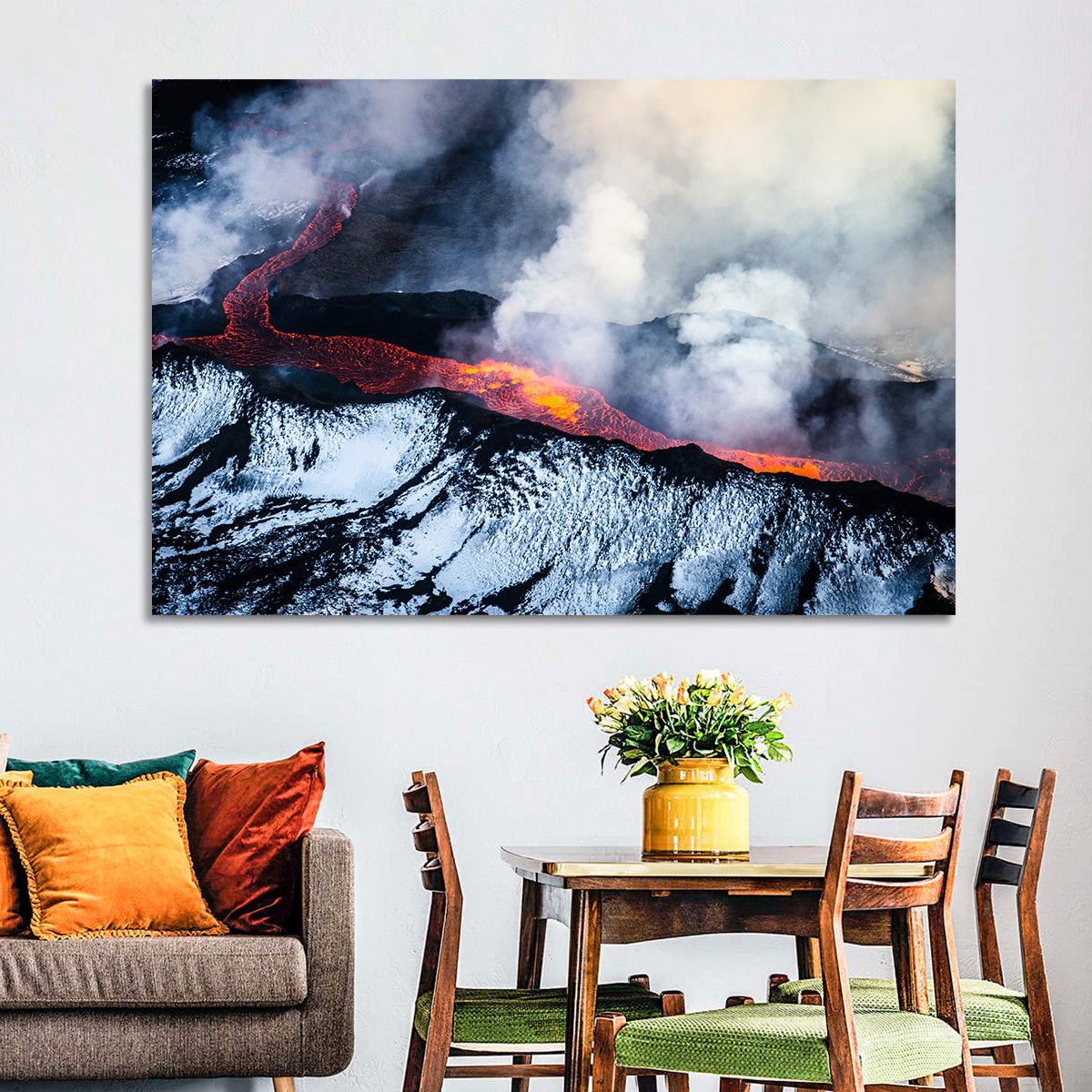 Snow-crusted Lava Flow Wall Art in a room, landscape