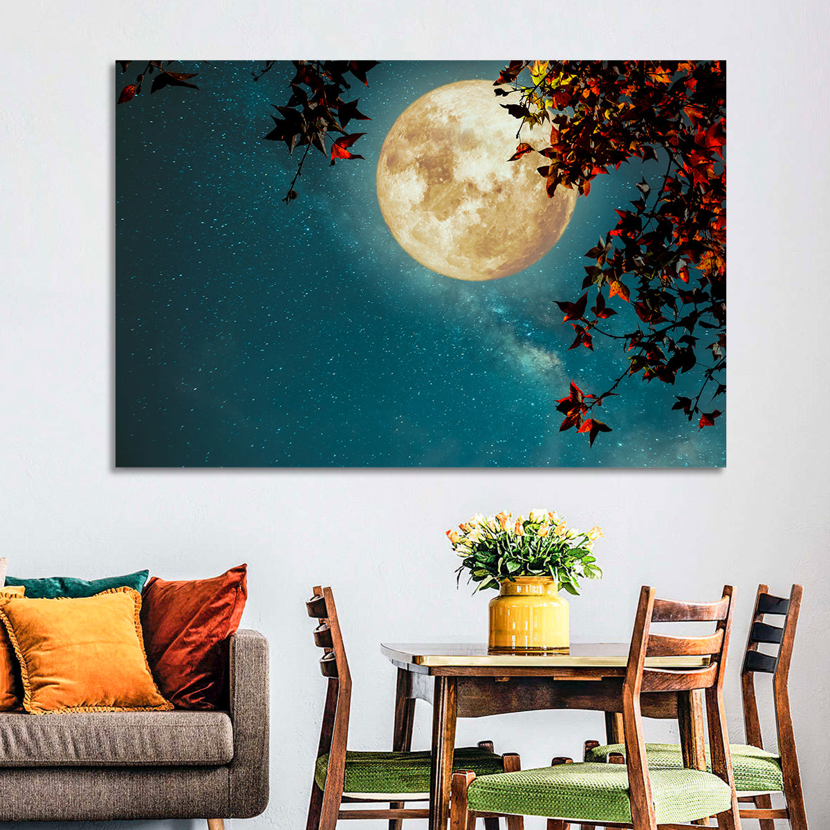 Autumn Moon with Milky Way Wall Art
