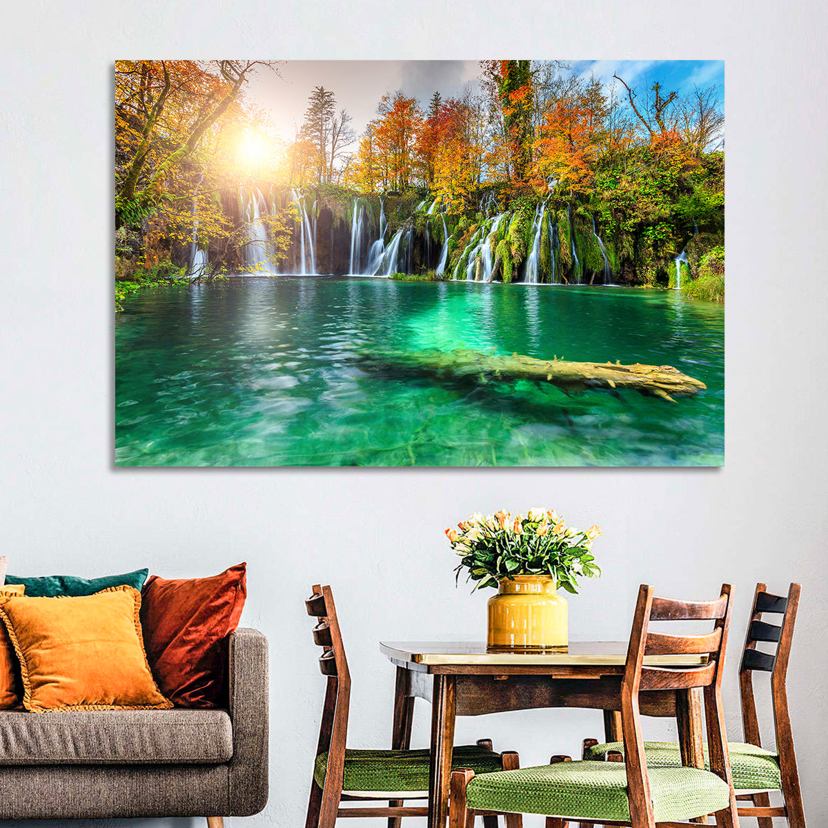 Autumn Waterfalls at Plitvice Lakes Wall Art