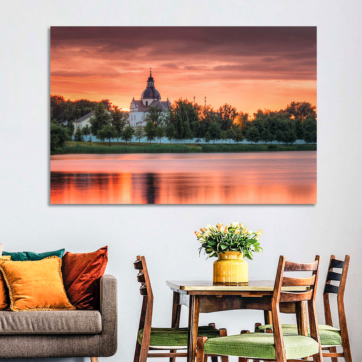 Corpus Christi Church Sunset Reflection Wall Art