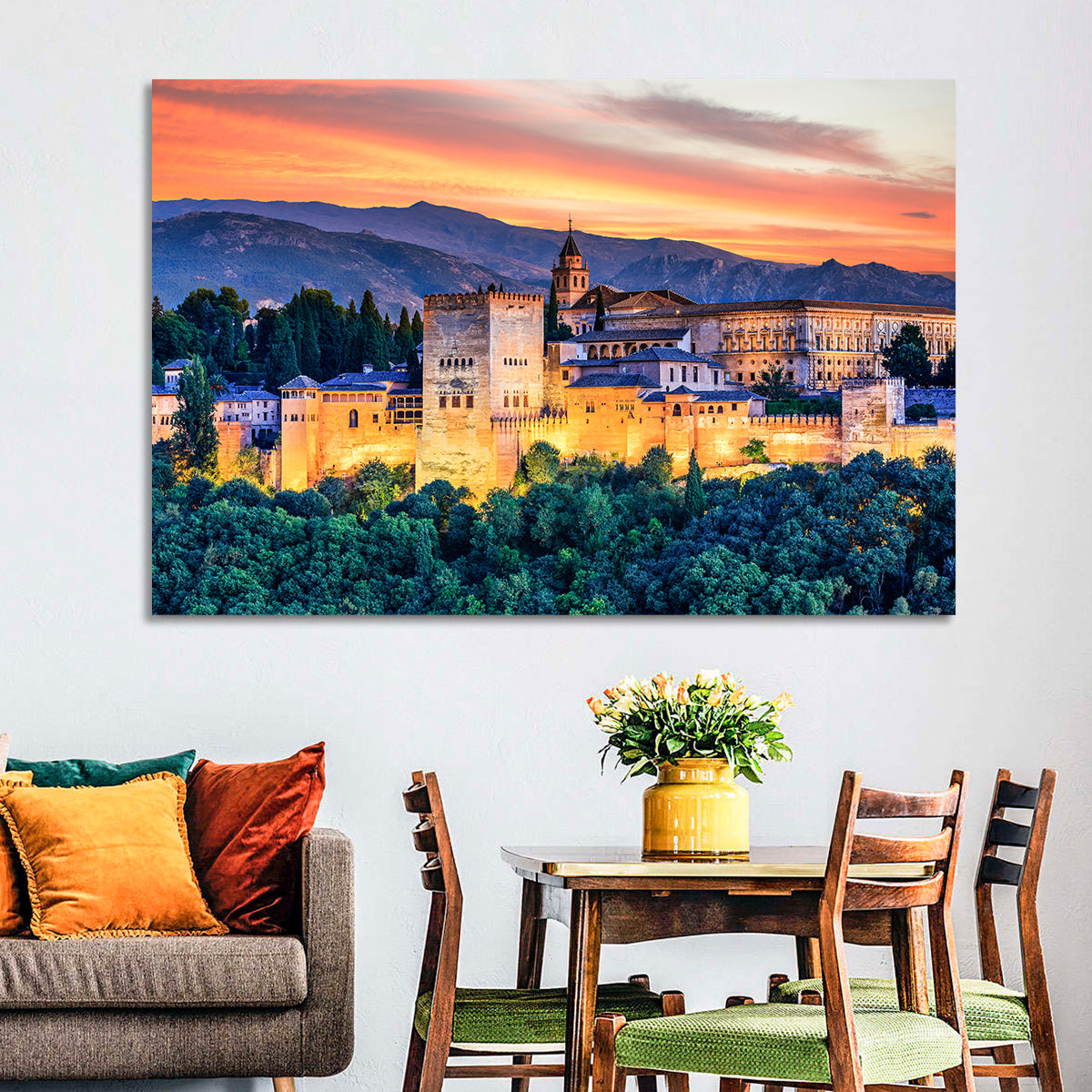 Alhambra Fortress at Golden Sunset Wall Art
