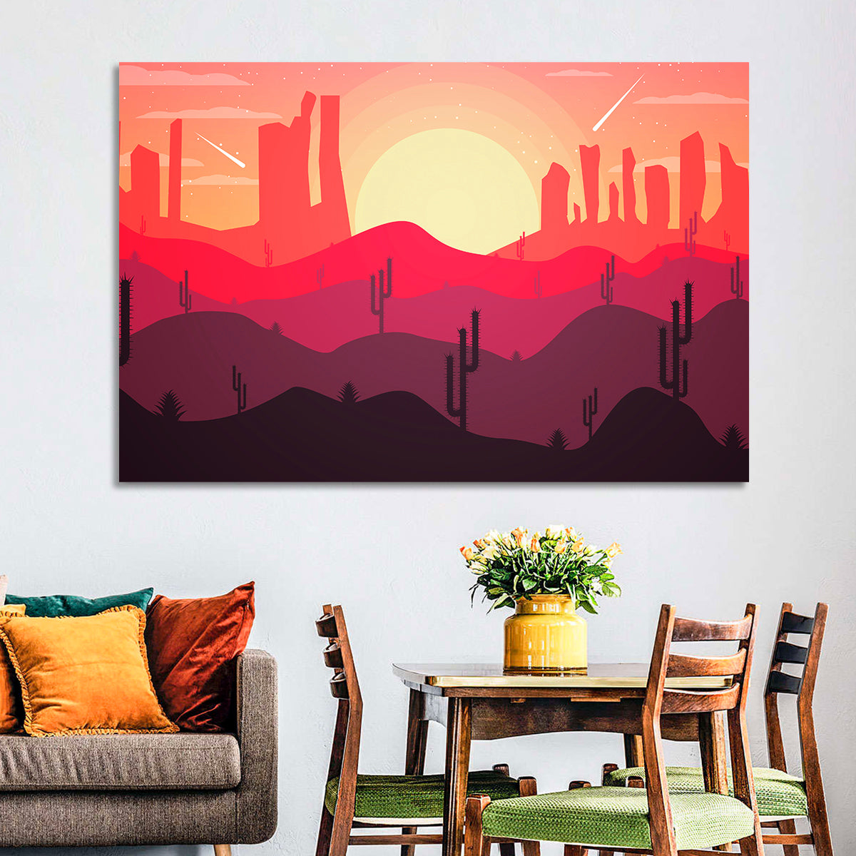 Sunset Desert Cacti Wall Art