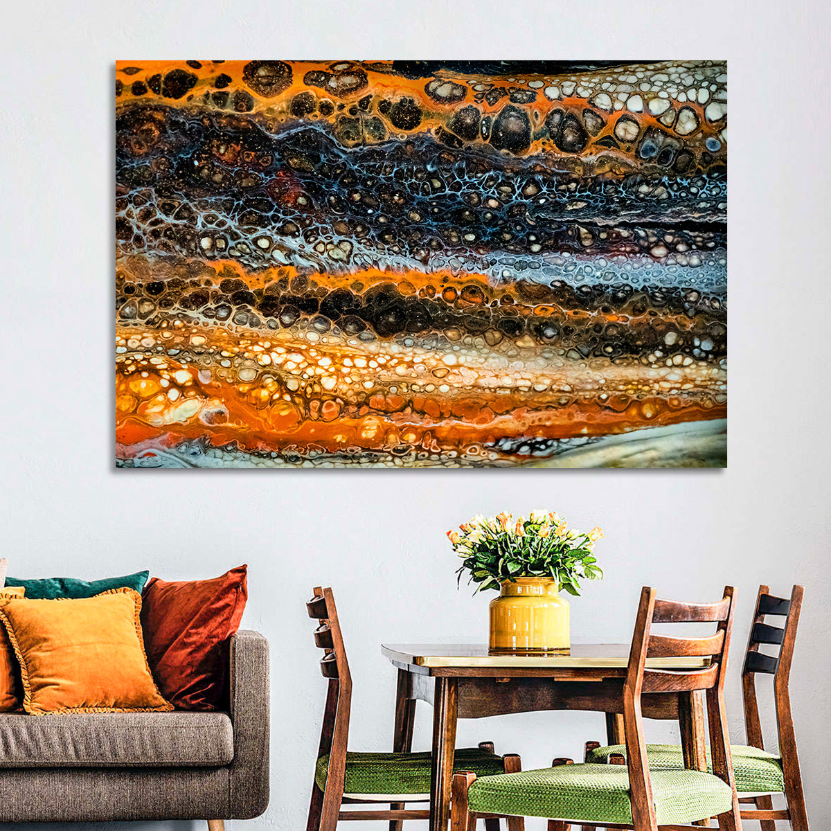 Cosmic River Strata Abstract Pour Wall Art