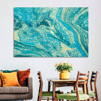 Teal Marble Swirls Abstract Wall Art