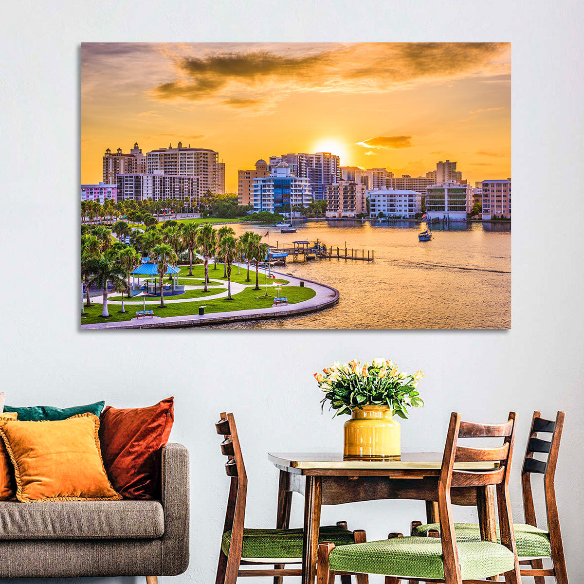 Sarasota Bayfront Sunset Skyline Wall Art