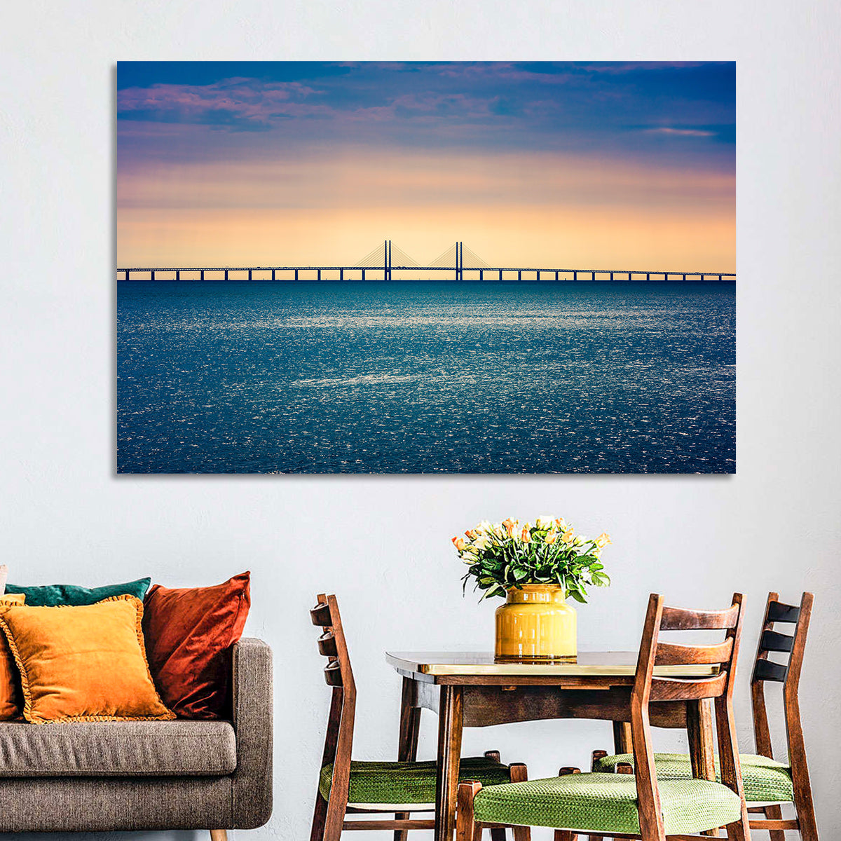 Øresund Bridge at Sunset Wall Art