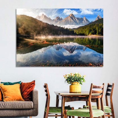 Morning Mist Mountain Lake Wall Art