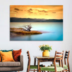 Gnarled Driftwood at Turquoise Lake Wall Art