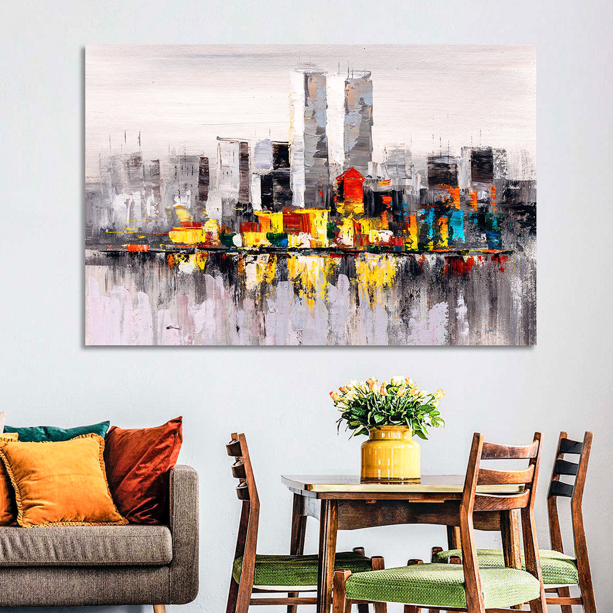 Abstract Skyline with Water Reflection Wall Art