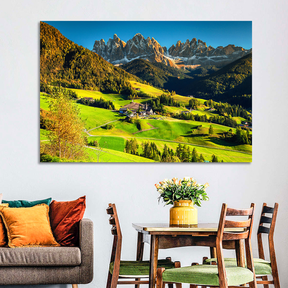 Santa Maddalena, Val Di Funes Wall Art in a room, landscape