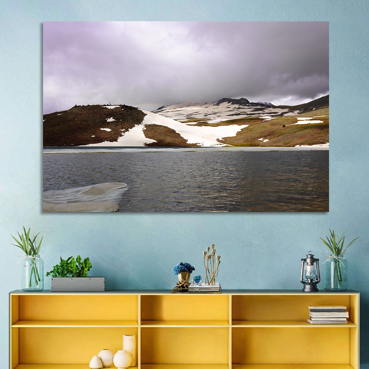 Lake Kari, Armenia Wall Art in a room, landscape