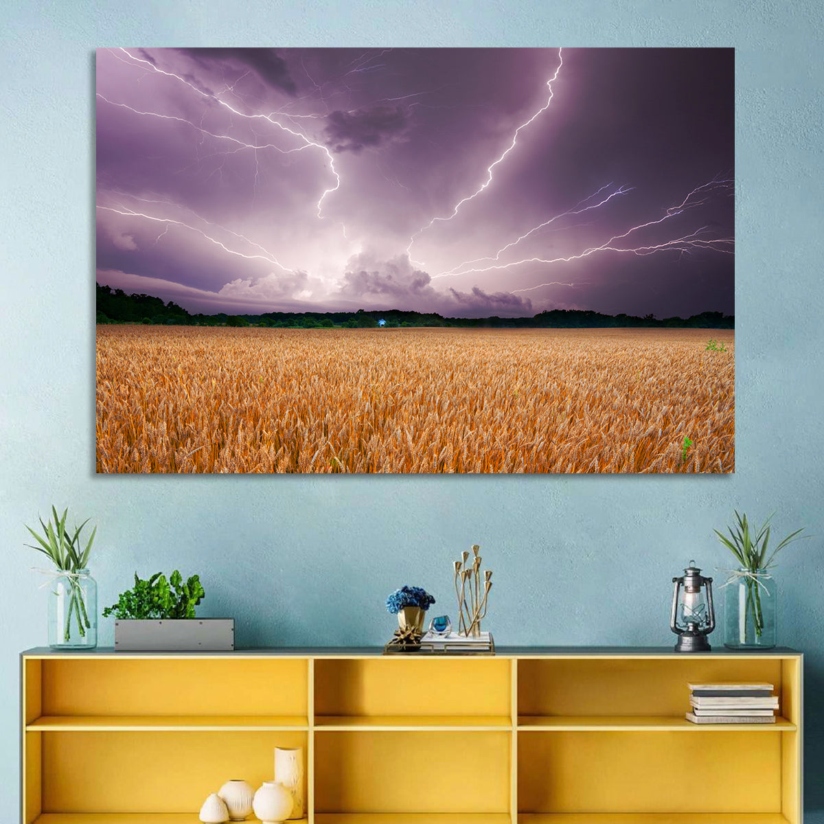 Lightning Over Wheat Field Wall Art