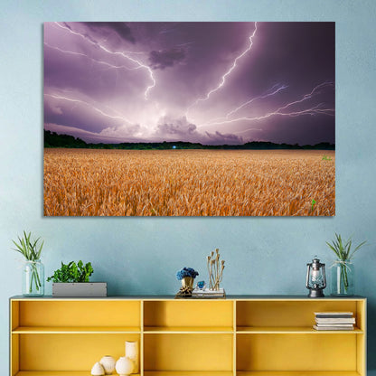 Lightning Over Wheat Field Wall Art