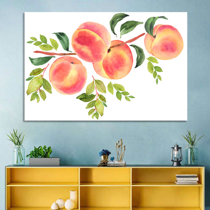 Watercolor Peach Branch Wall Art