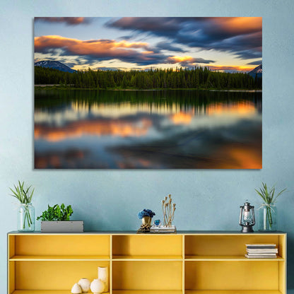 Herbert Lake Sunset Reflection Wall Art