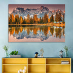 Antorno Lake Autumn Reflection Wall Art