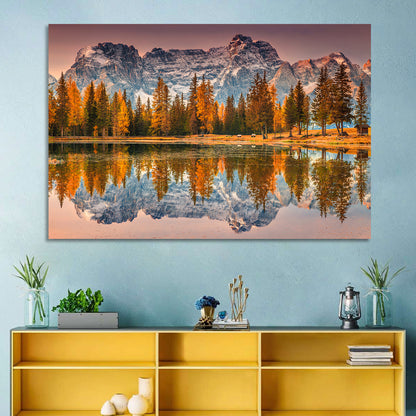 Antorno Lake Autumn Reflection Wall Art