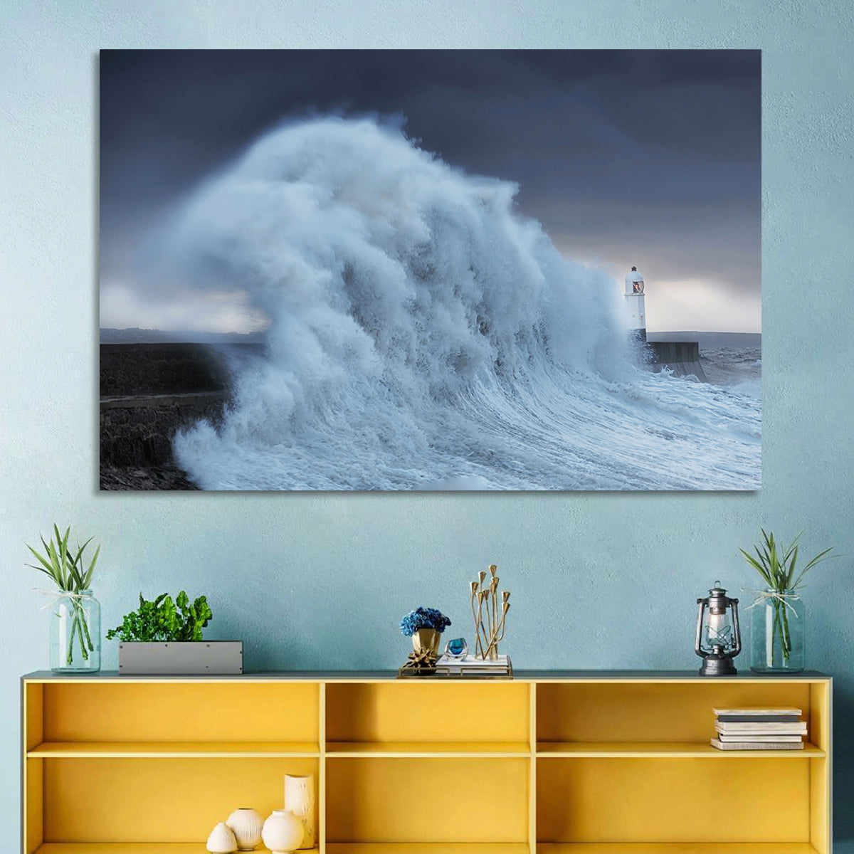 Lighthouse in a Sea Storm Wall Art