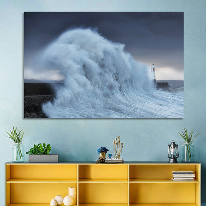 Lighthouse in a Sea Storm Wall Art
