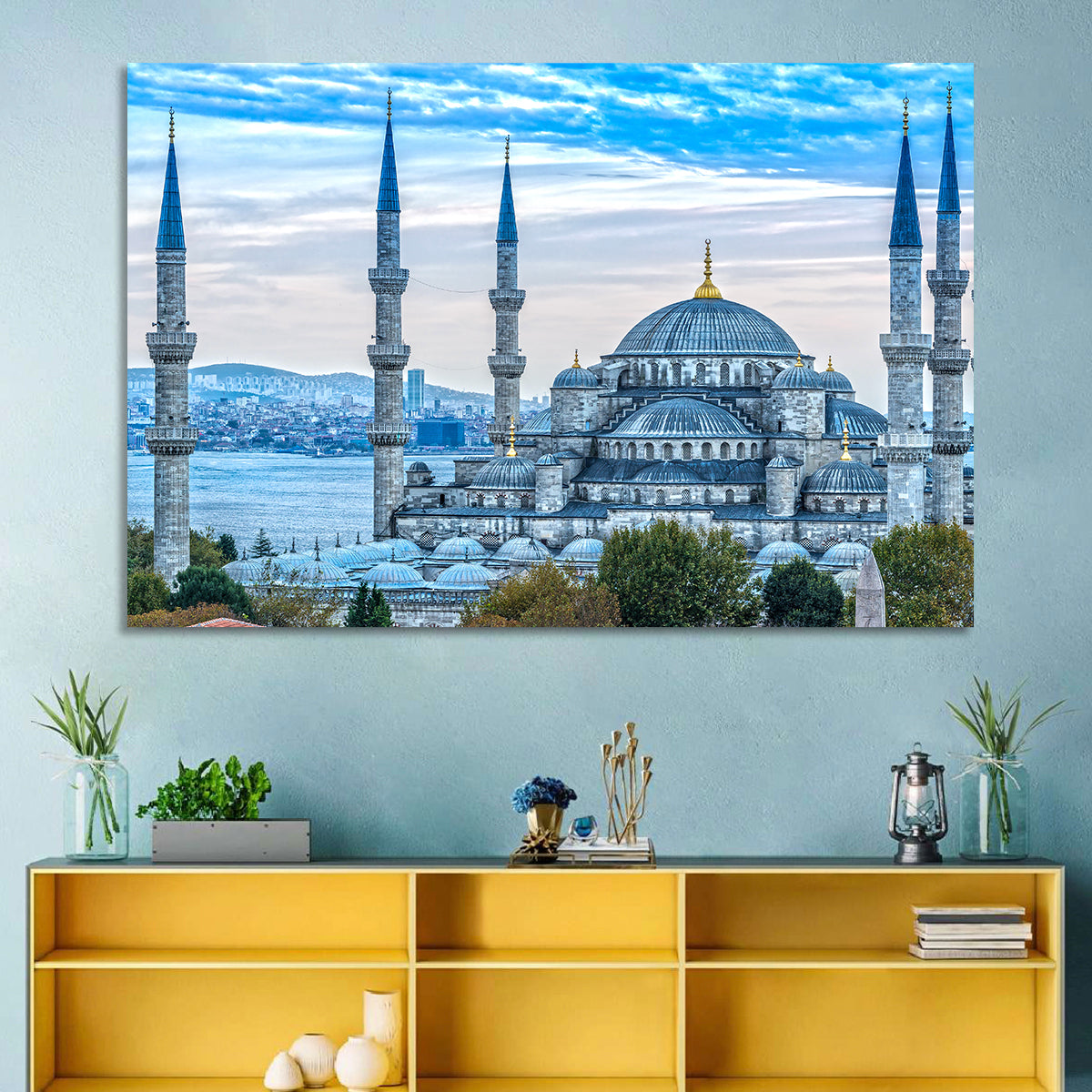 Cloudy Blue Mosque Wall Art