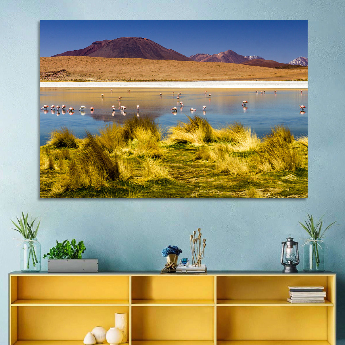 Flamingos on Salt Lake Wall Art