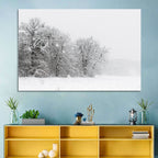 Snow-covered Trees in Fog Wall Art