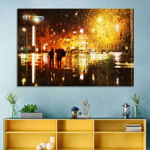 Couple in Rain Abstract Wall Art