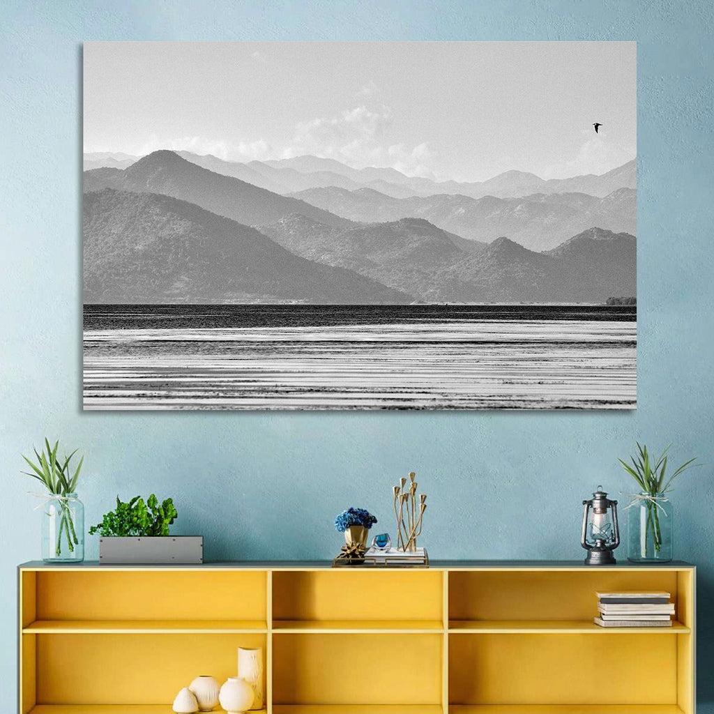 Skadar Lake Monochrome Landscape Wall Art