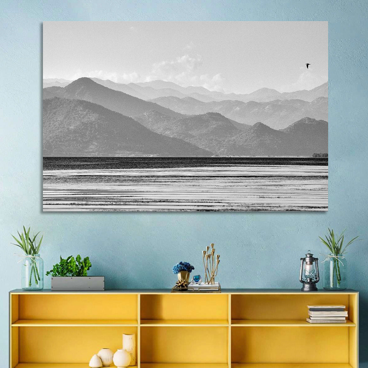 Skadar Lake Monochrome Landscape Wall Art