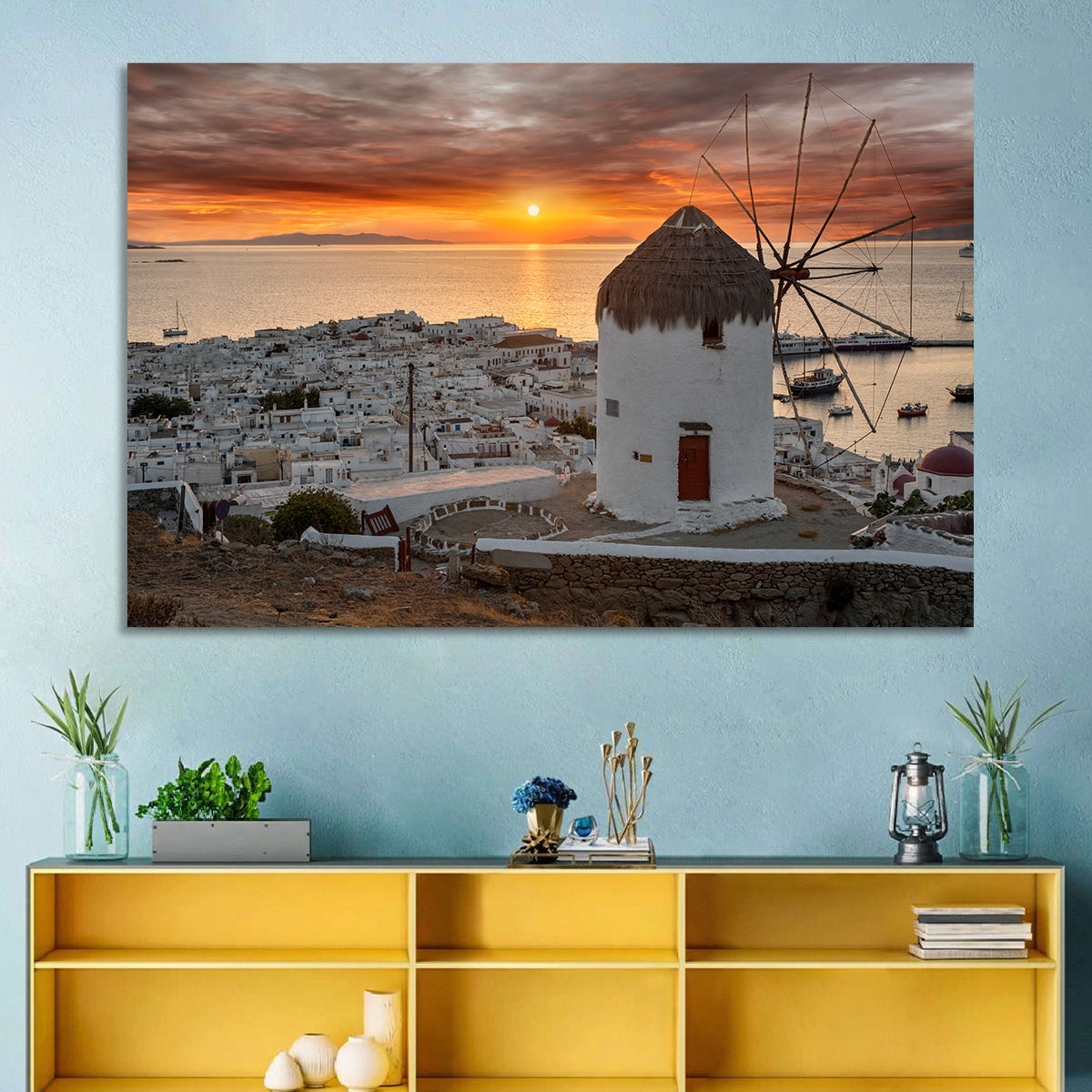 Kato Mili Sunset, Mykonos Wall Art