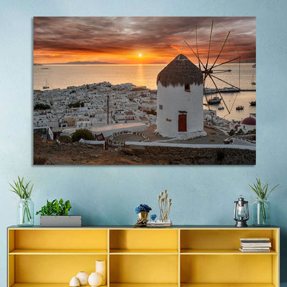 Kato Mili Sunset, Mykonos Wall Art