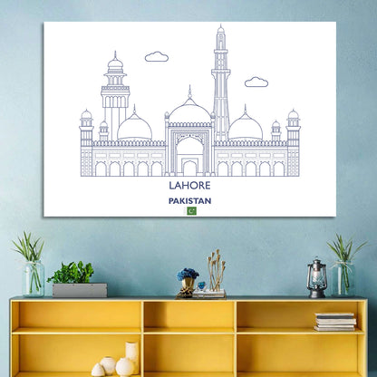Lahore Skyline with Badshahi Mosque Wall Art