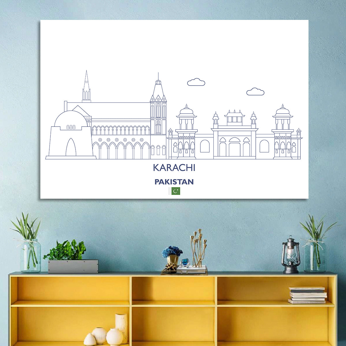 Karachi Skyline with Mazar-e-quaid Wall Art