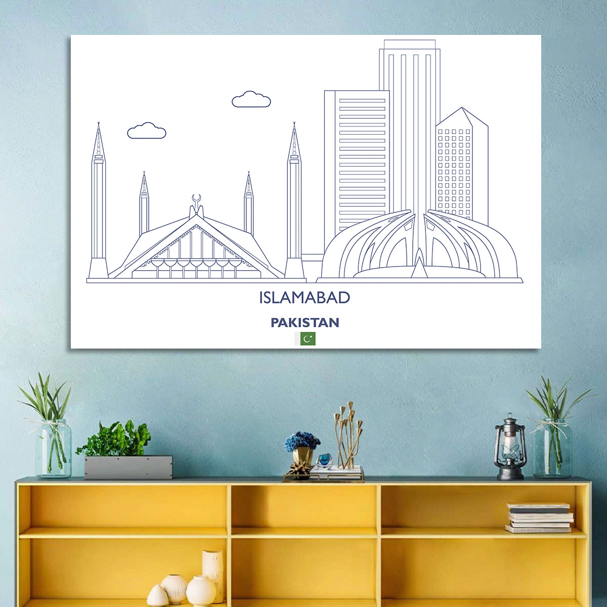 Islamabad Skyline Line Wall Art