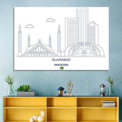 Islamabad Skyline Line Wall Art