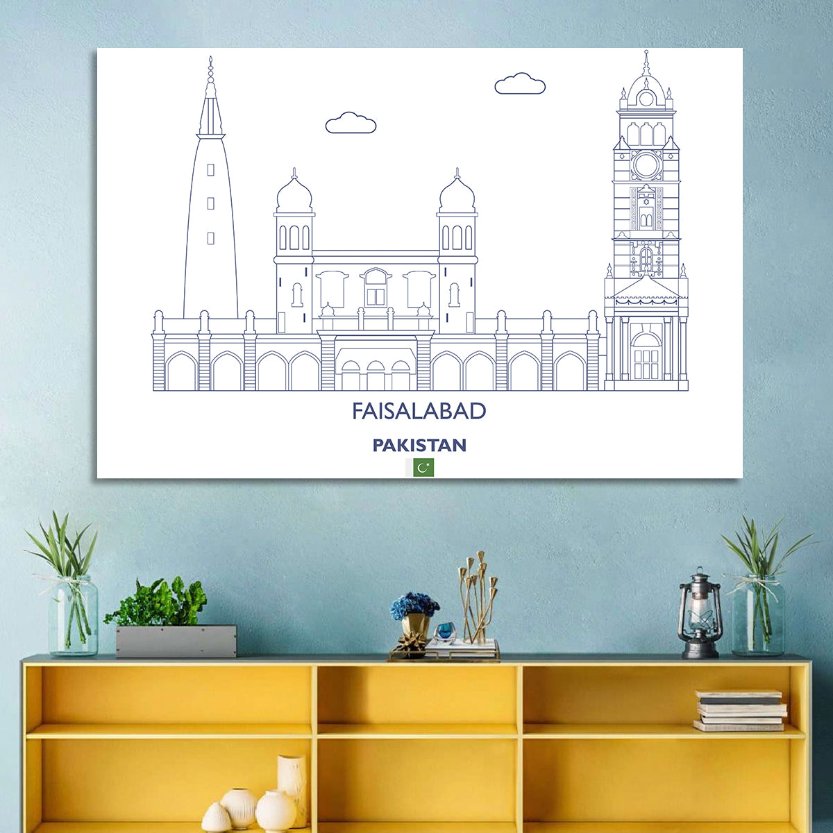 Faisalabad Clock Tower Skyline Wall Art