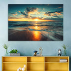 Sunlit Cloudscape Over Beach Wall Art