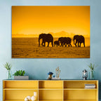 Elephant Family Silhouette Wall Art