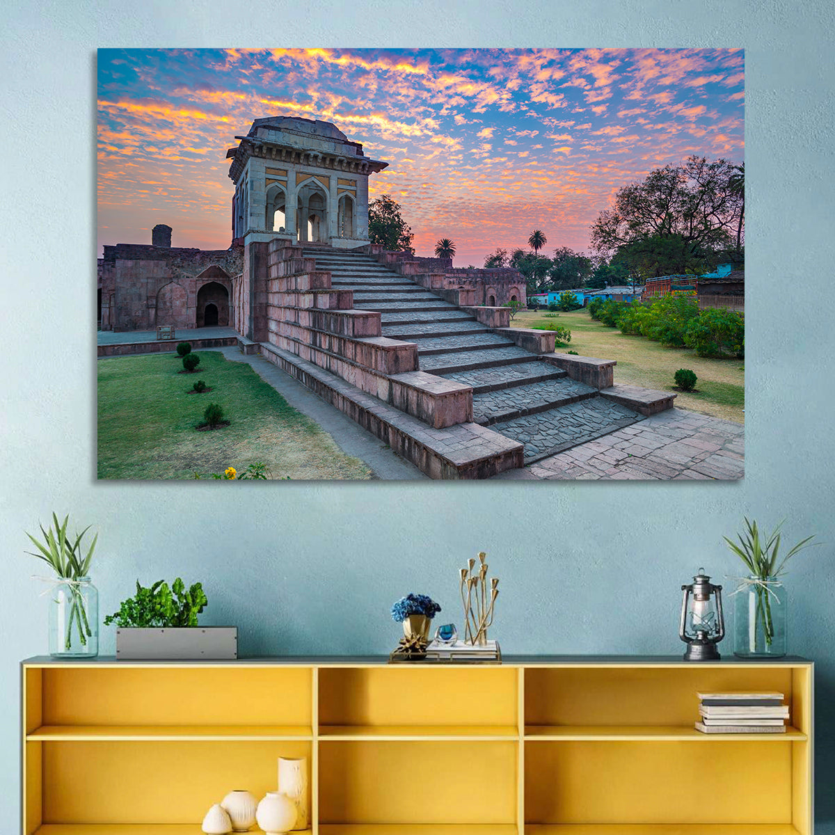 Jahaz Mahal Staircase at Sunset Wall Art