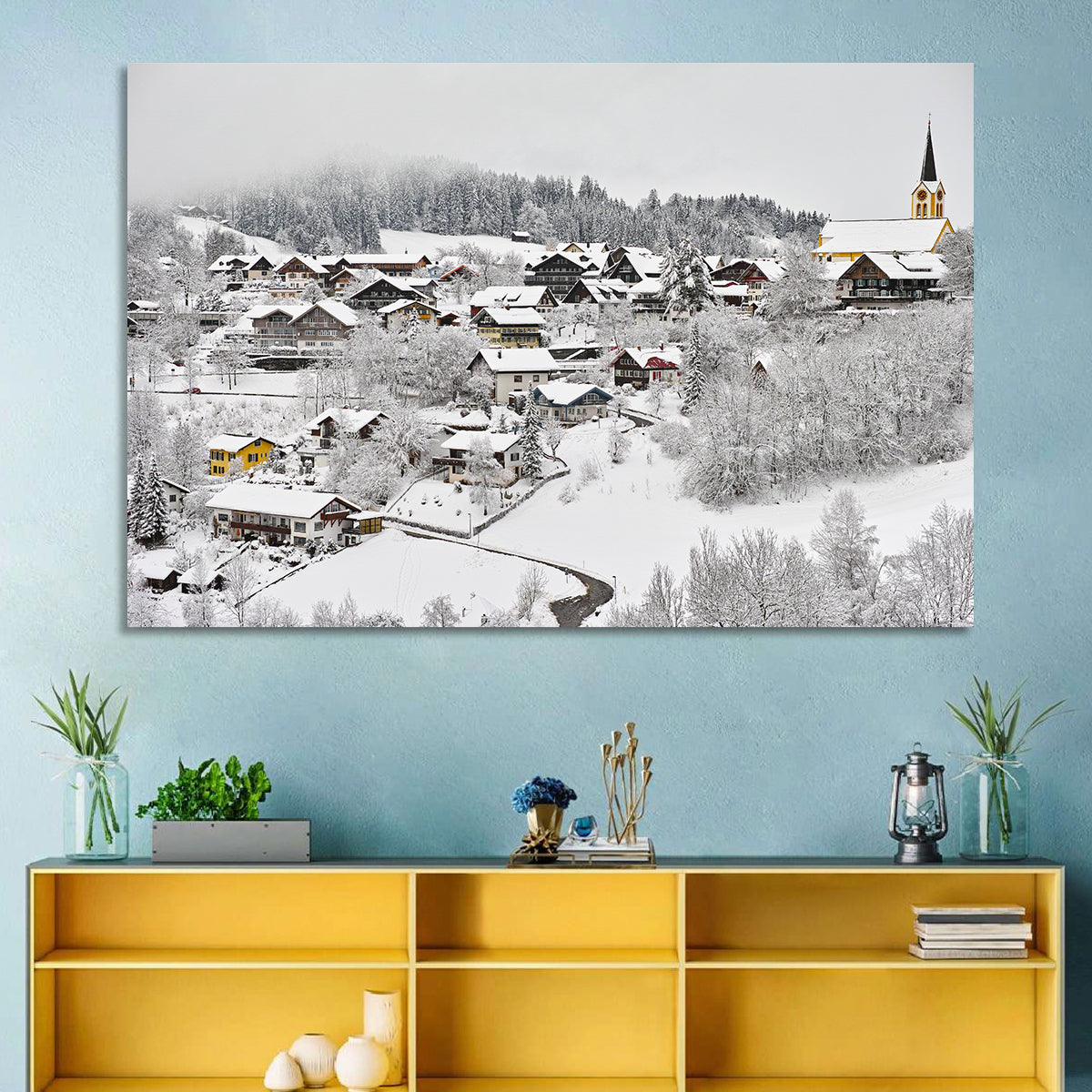 Oberstaufen Winter Village Wall Art