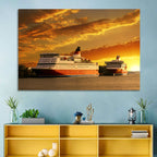Red-hulled Cruise Ships at Dusk Wall Art
