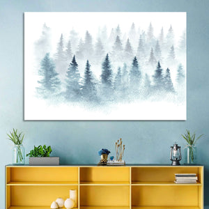 Watercolor Foggy Forest Wall Art