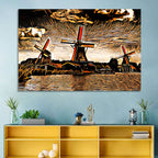 Retro Windmills at Sunset Wall Art
